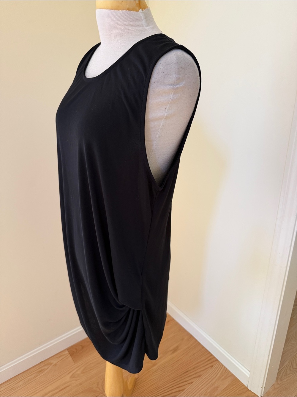 Robert Rodriguez XS black asymmetrical drape top.